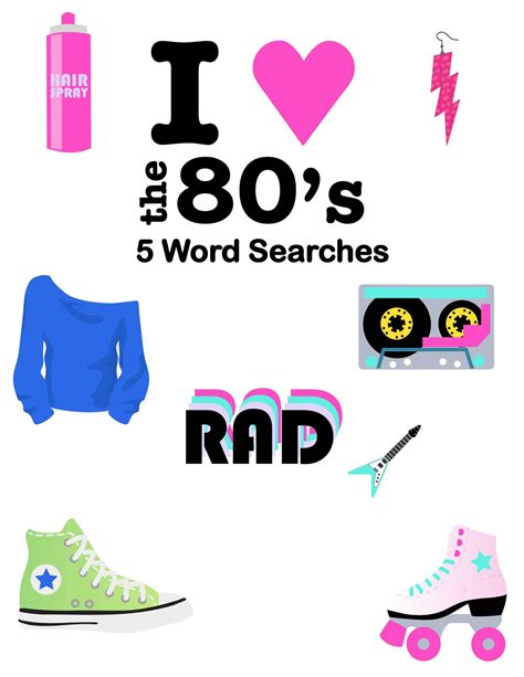 I Love The 80s Word Search Puzzles 5 Each With Solutions Etsy España