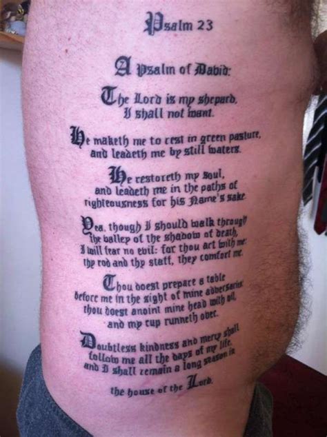 Psalm 23 Tattoo Tattoos Biblical Tattoos