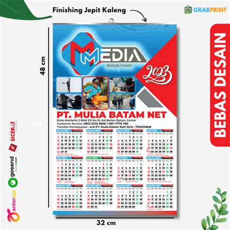 Jual Kalender Dinding Jepit Kaleng Custom Foto 2024 1 Lembar 260g