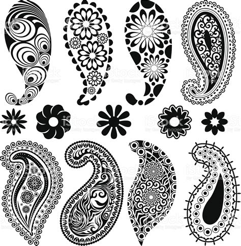A Lot Of Paisley And Single Flowers In One Set Paisley Stencil