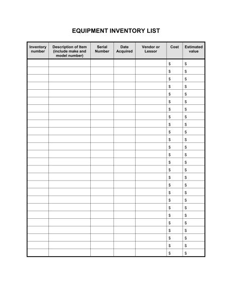 Inventory List 14 Examples Format Pdf Examples