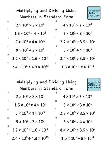 Increasingly Difficult Questions Multiplying And Dividing Using