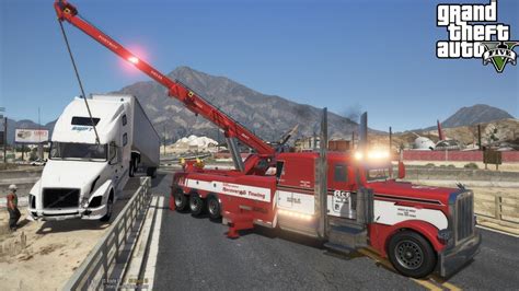 Gta 5 Real Life Mod 213 Rotator Lifts Up Semi Truck And Trailer Youtube