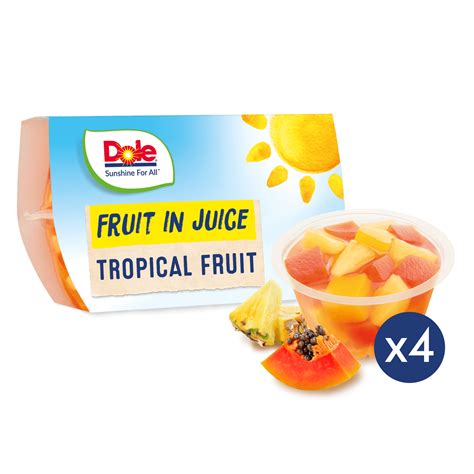 Dole Tropical Fruits In Juice Fruit Snacks 4 Pack Dole Sunshine