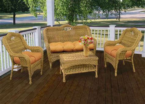 Furnitures Traditional Fully Wicker Patio Furniture Have Small Flower