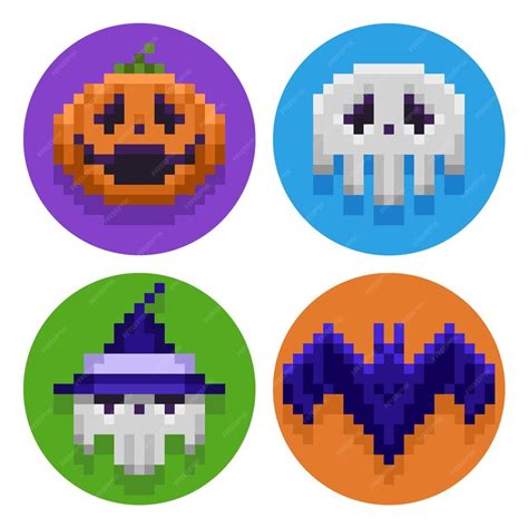 Premium Vector Happy Halloween Pixel Art Icon Set Design
