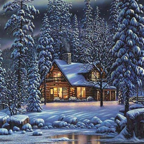Winter Cottage Winter Cottage Cabins In The Woods Winter Painting