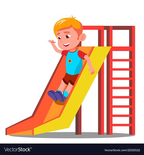 Little Boy Having Fun On The Slide Royalty Free Vector Image Little