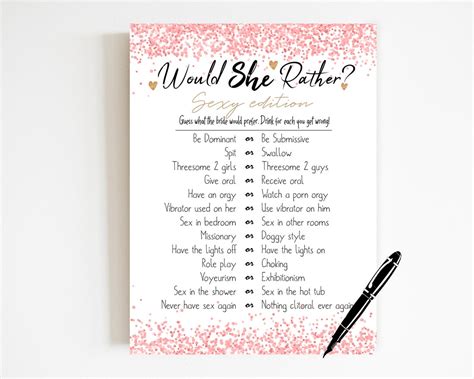 Would She Rather Bachelorette Game Dirty Hens Party Etsy Canada