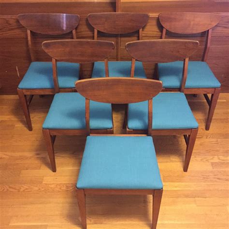 Target/furniture/mid century dining chair (1512)‎. Mid Century Modern Walnut Dining Chairs with Teal ...