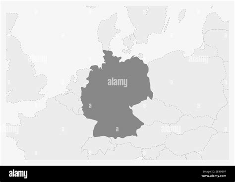 Map Of Europe With Highlighted Germany Map Gray Map Of Germany With