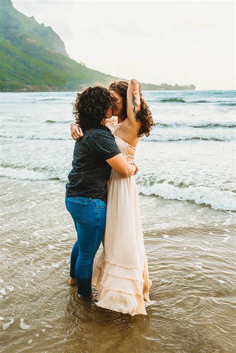 Oahu Engagement Photographer Lesbian Couple Lgbt Kahana Bay Hawaii Elopement Engagement