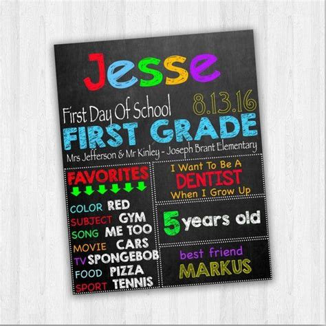 First Day Of 1st Grade Back To School Signs Printable Photo Prop