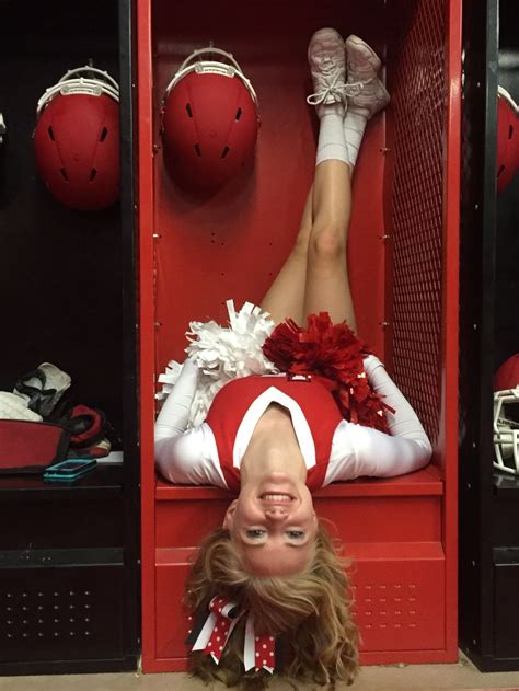 Non Traditional Cheerleader Pose Football Locker Room