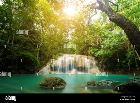 Erawan Waterfall Is Most Beautiful Waterfall In Kanchanaburi Thailand