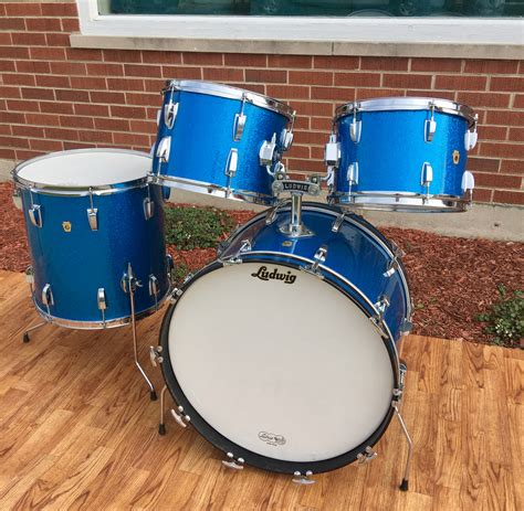 1968 Ludwig Hollywood Drum Set Blue Sparkle Drugans Drums And Guitars