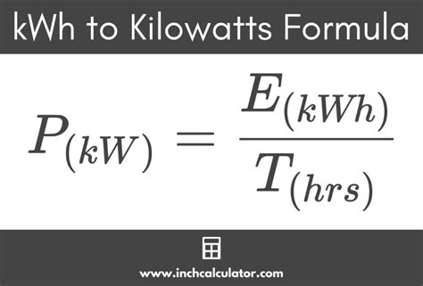 Kilowatt Hours Kwh To Kilowatts Kw Conversion Calculator