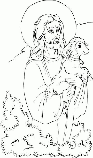 Christ With Lamb Coloring Page
