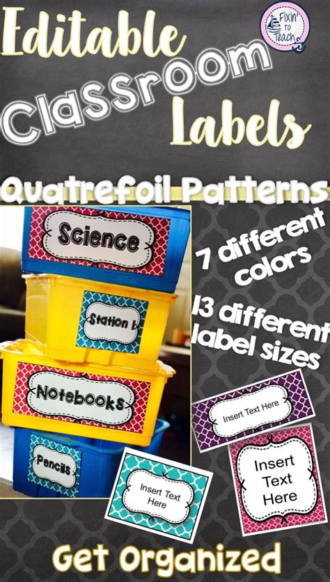Quatrefoil Pattern Classroom Organization Labels Editable Classroom