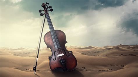 Violin Wallpaper 4k Musical Desert Storm