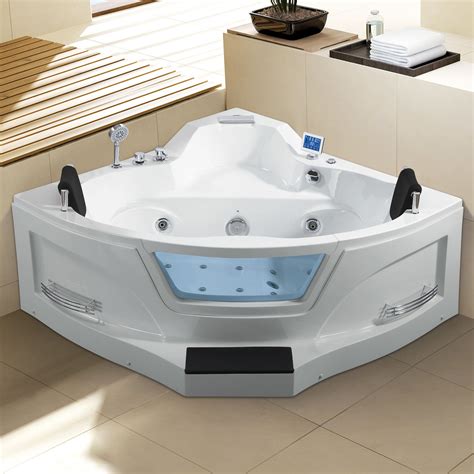 61 X 61 Corner Whirlpool Fiberglass Bathtub With Faucet Light Heater Whirlpool Bathtub