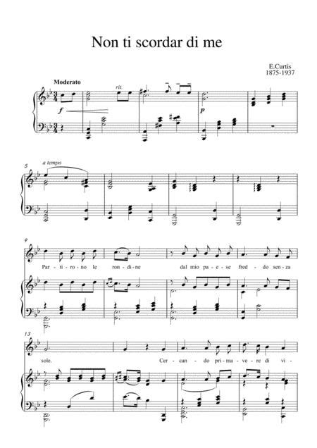 Non Ti Scordar Di Me By Curtis Digital Sheet Music For Score