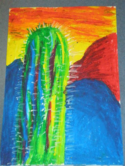 Art With Mrs Baker Desert Cactus Oil Pastel Drawings