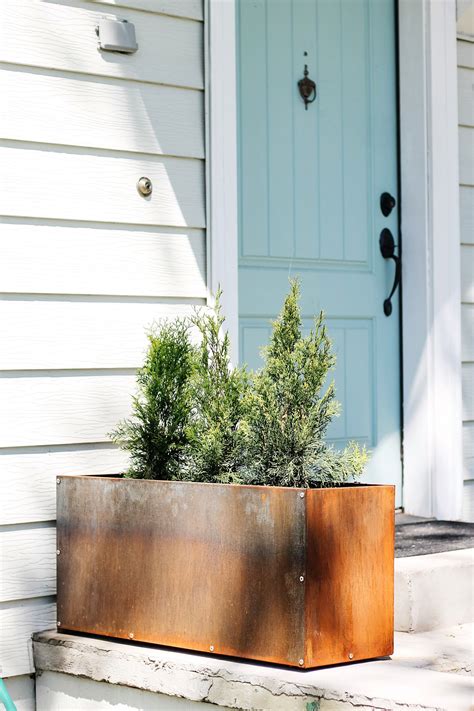 Corten Steel Planter Box With Rust Patina The Wicker House