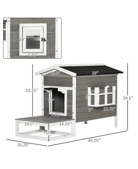 Pawhut Wooden Large Deluxe Elevated Indoor Outdoor Cat Dog House With