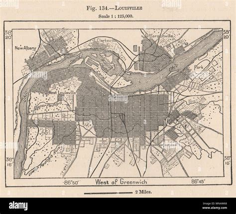 Louisville Kentucky 1885 Old Antique Vintage Map Plan