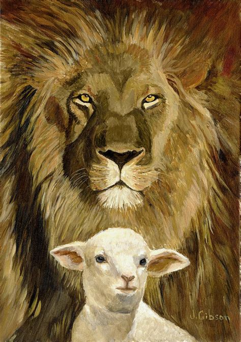 Peace Lion And Lamb Painting By Joyce Gibson