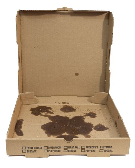 Empty Greasy Pizza Box With Lid Open Isolated Jeffries