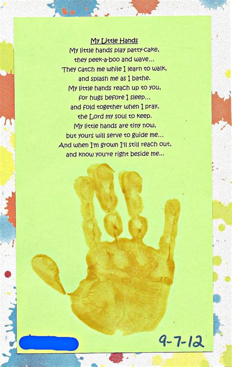 Pre K Blessings First Day Hand Print Poem