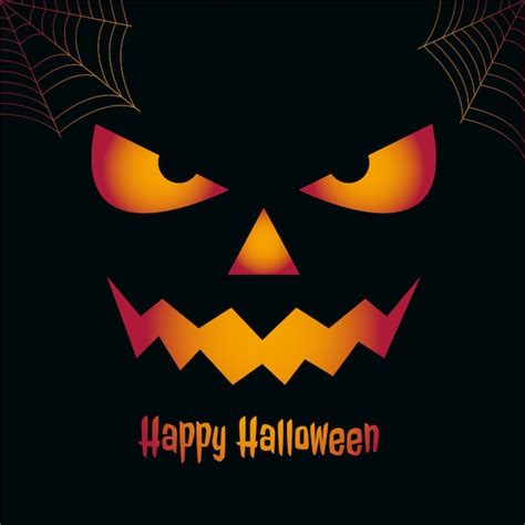 Free Vector Happy Halloween Spooky Card With Scary Face