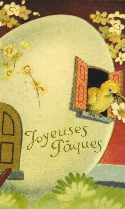 1920s Easter Postcard With Chicks And Egg Illustrated Vintage French