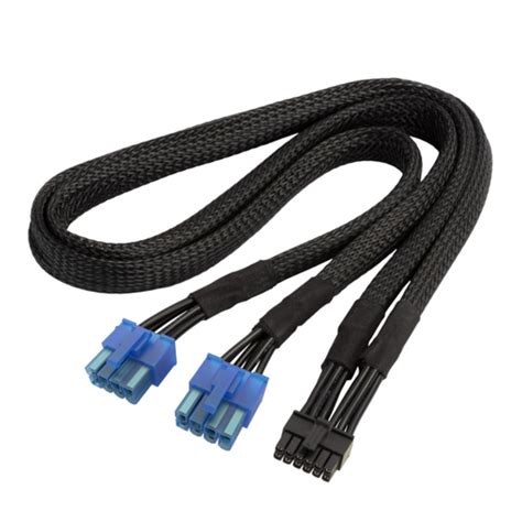 2x Pcie 8pin To 1x 12pin Gpu Power Cable Black Sleeved 16awg 550mm