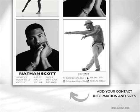 Male Model Comp Card Template Modeling Photocard Zed Card For Models