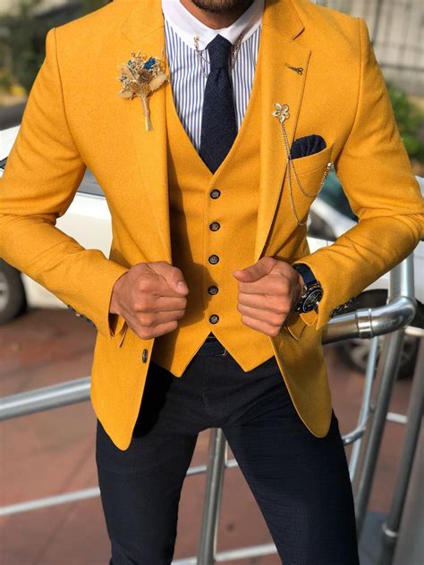 Buy Yellow Slim Fit Suit By Gentwith Com Free Shipping Worldwide