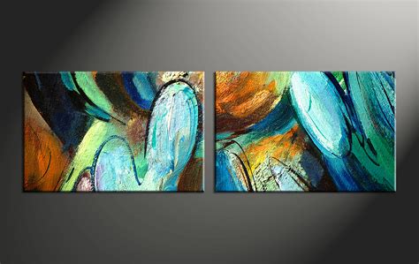 2 Piece Colorful Abstract Modern Oil Paintings Huge Canvas Art