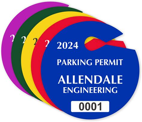 Circular Custom Parking Permit Hang Tags For Rear View Mirror