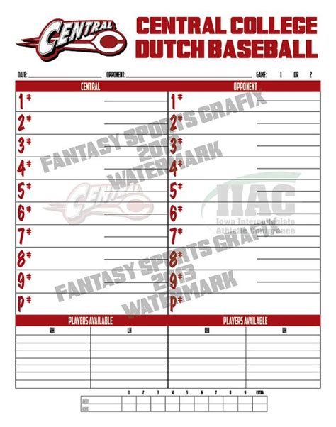 Baseball Team Dugout Lineup Cards Ethans All Wisconsin Sports