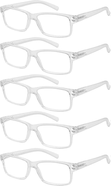 Eyekepper 5 Pack Reading Glasses For Men Spring Hinges Classic Readers Clear Frame