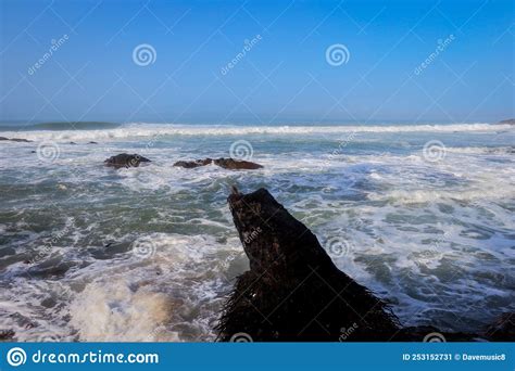 Powerful Waves Of The Atlantic Ocean On The Cape Coast Coastline West