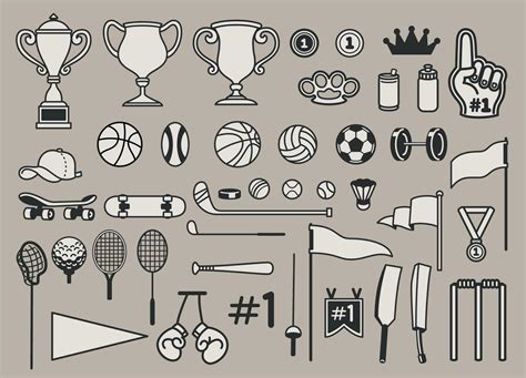 Set Of Various Sport Equipment Object Collection 30725023 Vector Art At