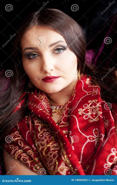 Beautiful Indian Woman With Blue Eyes Stock Image Image Of Eyes