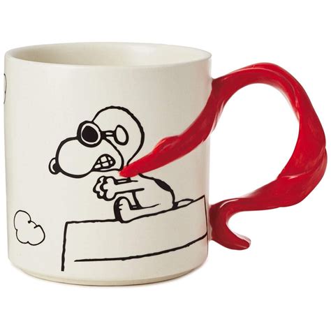 Hallmark Peanuts Snoopy Flying Ace With Scarf Handle Mug 12 Oz