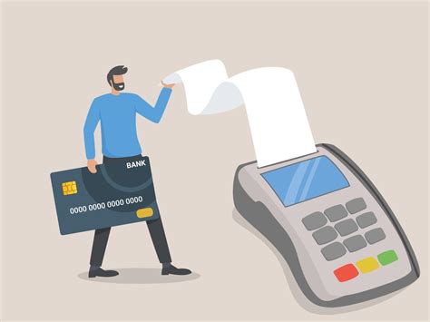 Illustration Payment By Card Contactless Payment Online Purchase Man Using A Bank Card To The