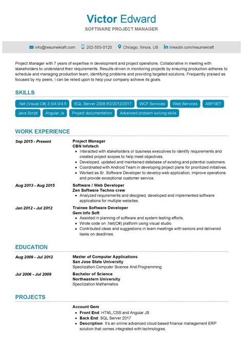 Check out our stylish resume templates for some ideas. Software Project Manager Resume Sample - ResumeKraft