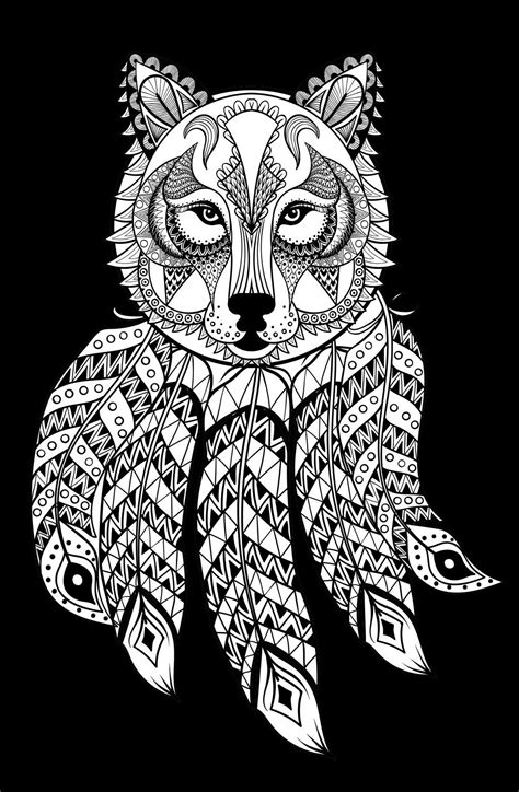 Wolves coloring pages for kids to print and color. New black background wolves pages to color. New at Amazon ...