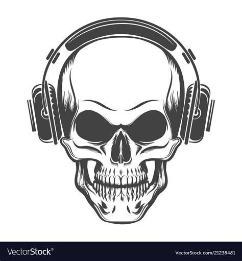 Skull With Headphones Royalty Free Vector Image
